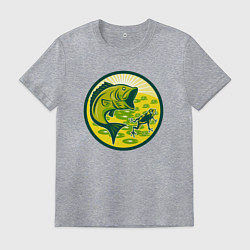 Футболка хлопковая мужская Рыбка и лягушка, цвет: меланж