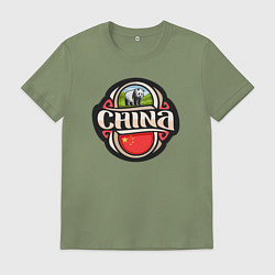 Футболка хлопковая мужская China, цвет: авокадо