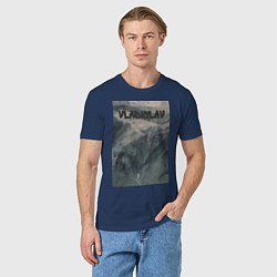 Футболка хлопковая мужская Vladislav горы, цвет: тёмно-синий — фото 2