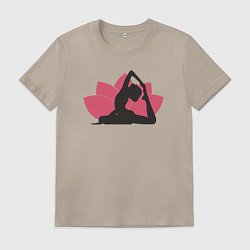 Футболка хлопковая мужская Yoga lotus, цвет: миндальный