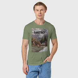 Футболка хлопковая мужская Dmitriy деревушка, цвет: авокадо — фото 2