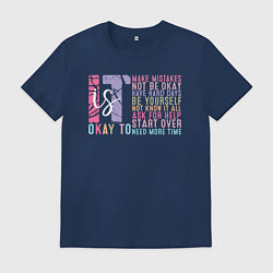 Футболка хлопковая мужская Мотивационные фразы на английском, цвет: тёмно-синий