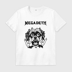 Футболка хлопковая мужская Megadeth - rock dog, цвет: белый