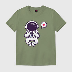 Футболка хлопковая мужская Astronaut love, цвет: авокадо