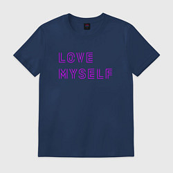 Футболка хлопковая мужская Надпись love myself BTS, цвет: тёмно-синий