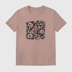 Футболка хлопковая мужская Современная абстрактная природа и цветы, цвет: пыльно-розовый