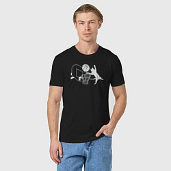 Футболка хлопковая мужская Кот баскетболист, цвет: черный — фото 2