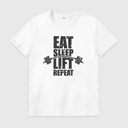 Футболка хлопковая мужская Есть спать поднимать, цвет: белый