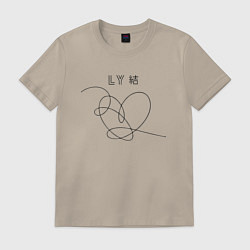 Футболка хлопковая мужская BTS Love, цвет: миндальный