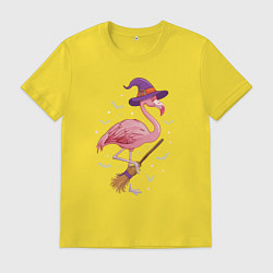 Футболка хлопковая мужская Фламинго хэллоуин, цвет: желтый