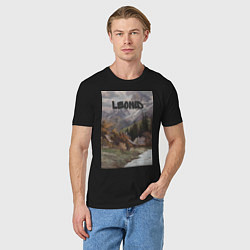 Футболка хлопковая мужская Leonid деревушка, цвет: черный — фото 2