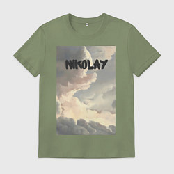Футболка хлопковая мужская Nikolay облака, цвет: авокадо