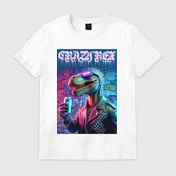 Футболка хлопковая мужская Crazy rex - ai art fantasy, цвет: белый