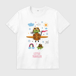 Футболка хлопковая мужская Лягушонок пилот, цвет: белый