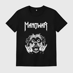 Футболка хлопковая мужская Manowar rock dog, цвет: черный
