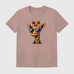 Футболка хлопковая мужская Жираф в солнцезащитных очках, цвет: пыльно-розовый