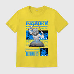Футболка хлопковая мужская Клинок рассекающий демонов Inosuke, цвет: желтый