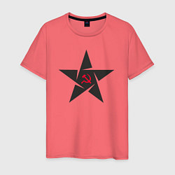 Футболка хлопковая мужская Black star USSR, цвет: коралловый