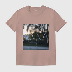 Футболка хлопковая мужская Имя Анна из капель дождя, цвет: пыльно-розовый
