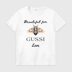 Футболка хлопковая мужская Гусси - пчела в стиле гучи, цвет: белый