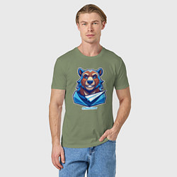 Футболка хлопковая мужская Медведь FREEDUROV, цвет: авокадо — фото 2