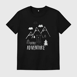 Футболка хлопковая мужская Маленькое путешествие, цвет: черный