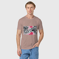 Футболка хлопковая мужская Скетч архитектуры - акварельная абстракция, цвет: пыльно-розовый — фото 2