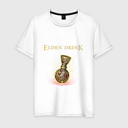 Футболка хлопковая мужская Elden drink meme, цвет: белый