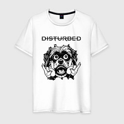 Футболка хлопковая мужская Disturbed - rock dog, цвет: белый