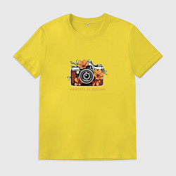 Футболка хлопковая мужская Моменты осени, цвет: желтый
