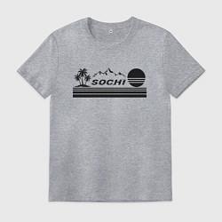Футболка хлопковая мужская Сочи курорт России отдых в горах, цвет: меланж