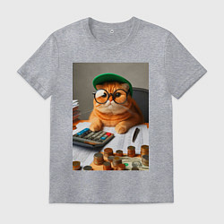 Футболка хлопковая мужская Рыжий кот - бухгалтер, цвет: меланж