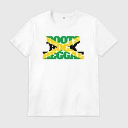 Футболка хлопковая мужская Roots rock reggae, цвет: белый