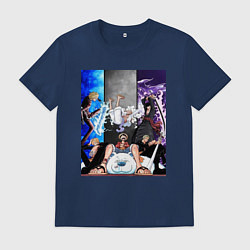 Футболка хлопковая мужская Ван Пис Луффи Монки, цвет: тёмно-синий
