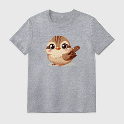 Футболка хлопковая мужская Милый воробушек с сердечком, цвет: меланж