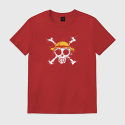 Футболка хлопковая мужская One piece ванпис, цвет: красный