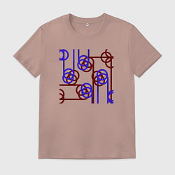 Футболка хлопковая мужская Абстракция красно-синих линий, цвет: пыльно-розовый