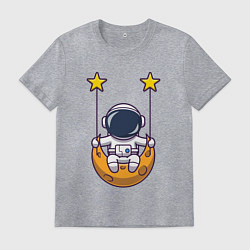 Футболка хлопковая мужская Космонавтик на качелях, цвет: меланж