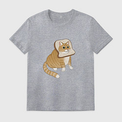 Футболка хлопковая мужская Милый толстый котик-хлебушек, цвет: меланж