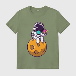 Футболка хлопковая мужская Лунное мороженое, цвет: авокадо