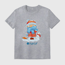 Футболка хлопковая мужская Зима привет, цвет: меланж