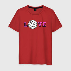 Футболка хлопковая мужская Love volley, цвет: красный