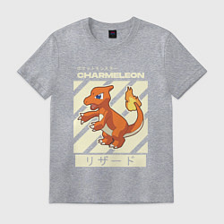 Футболка хлопковая мужская Покемоны Чармелеон Charmeleon, цвет: меланж