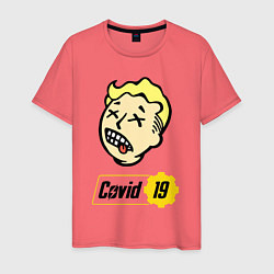 Футболка хлопковая мужская Vault boy - covid 19, цвет: коралловый