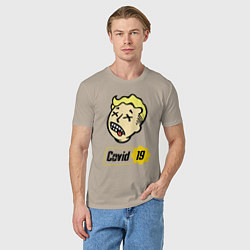 Футболка хлопковая мужская Vault boy - covid 19, цвет: миндальный — фото 2