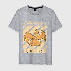 Футболка хлопковая мужская Покемоны Чаризард Charizard, цвет: меланж