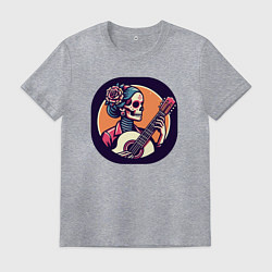 Футболка хлопковая мужская Мёртвая гитаристка, цвет: меланж