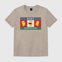 Футболка хлопковая мужская Bart Simpson дикая голова, цвет: миндальный