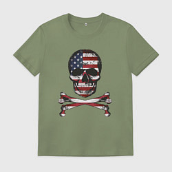 Футболка хлопковая мужская Skull USA, цвет: авокадо