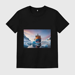 Футболка хлопковая мужская Северный морской путь, цвет: черный